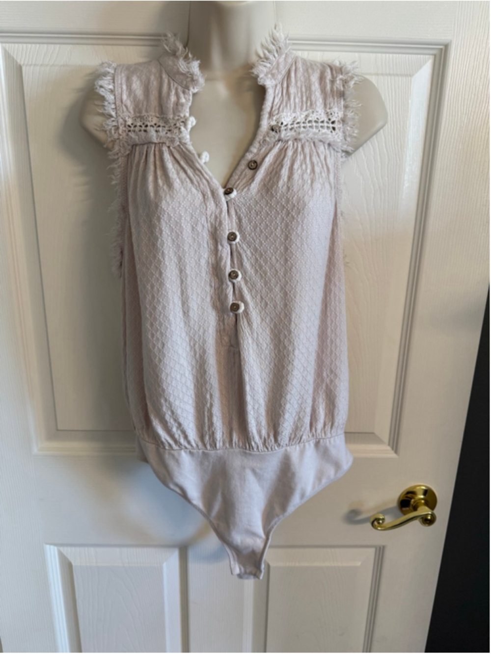 Free People Low Tide Bodysuit shell white/ecru SZ M Boho